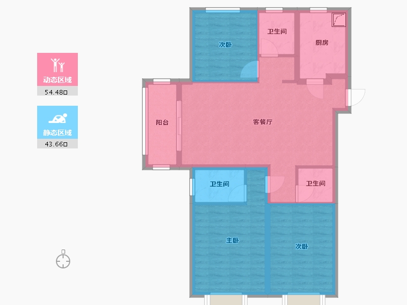 湖北省-武汉市-汉阳城云顶二期-88.00-户型库-动静分区