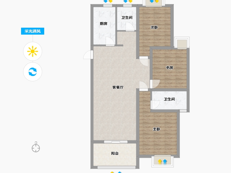 安徽省-阜阳市-和景家园-95.00-户型库-采光通风