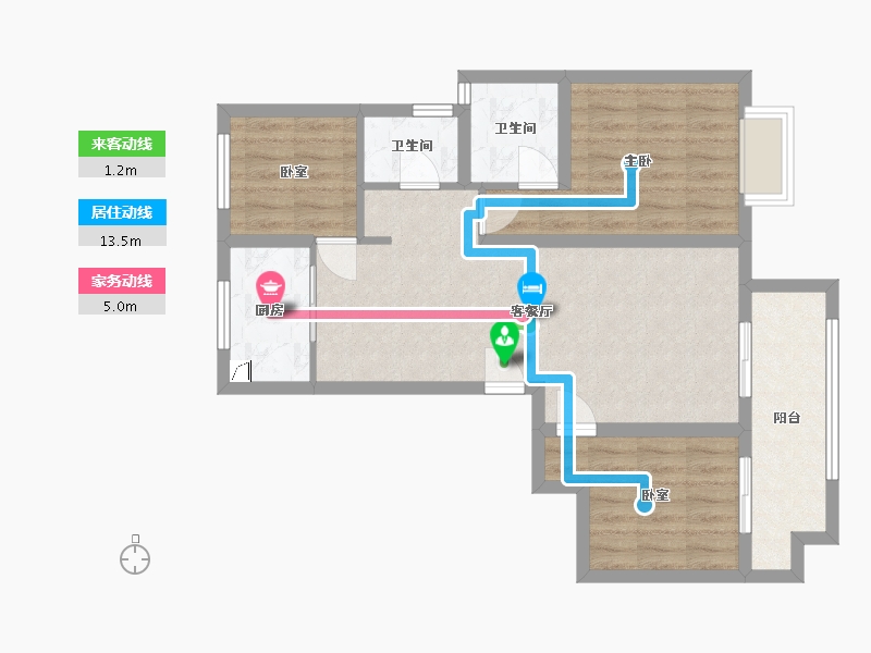 河南省-濮阳市-清华玖号院-80.00-户型库-动静线