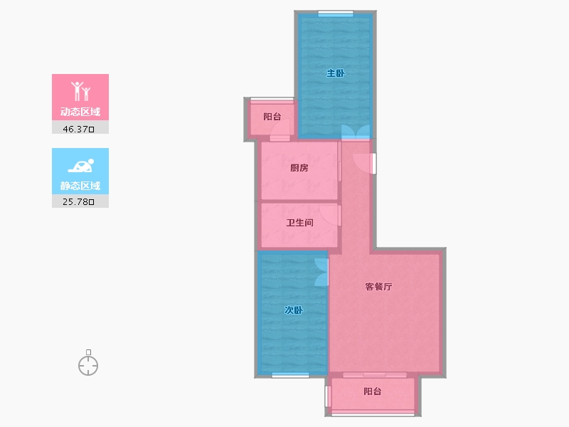 北京-北京市-石园北一社区-77.00-户型库-动静分区