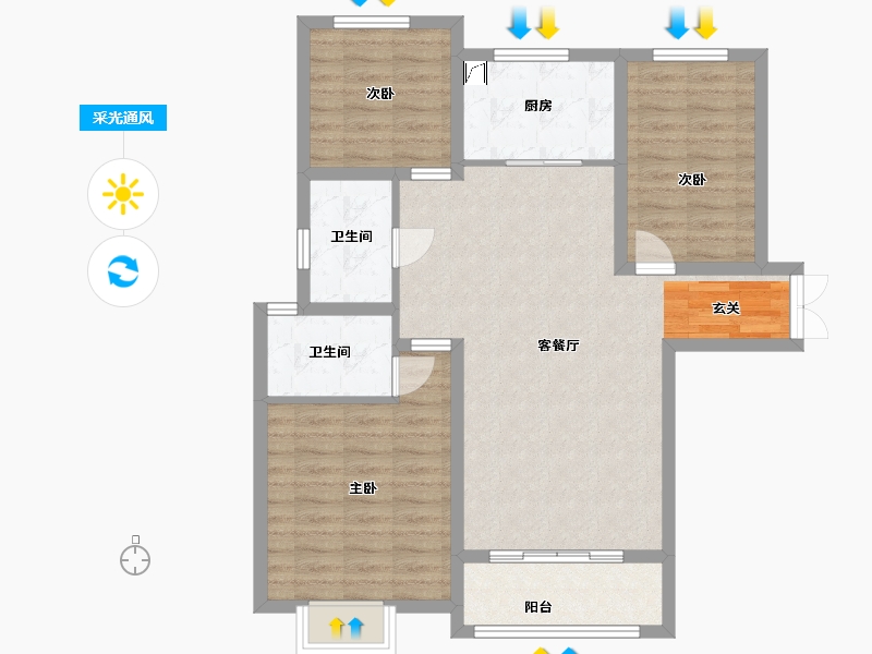 甘肃省-兰州市-温商金豪庭-101.12-户型库-采光通风