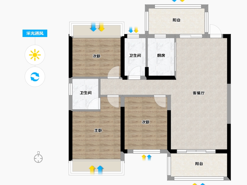 广西壮族自治区-贵港市-苏园-86.89-户型库-采光通风