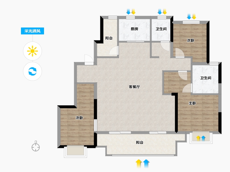 安徽省-阜阳市-弘阳府-120.00-户型库-采光通风