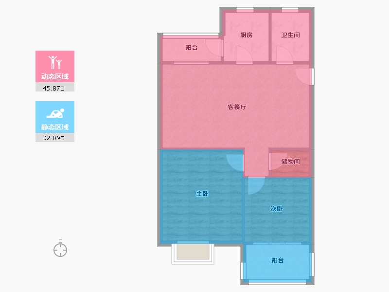 江苏省-南京市-润泰花园-68.74-户型库-动静分区