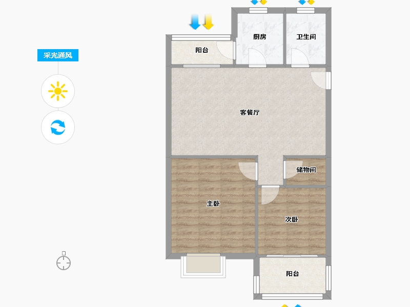 江苏省-南京市-润泰花园-68.74-户型库-采光通风