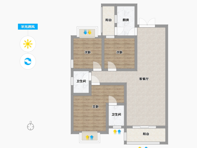 湖南省-娄底市-教师新都-89.00-户型库-采光通风