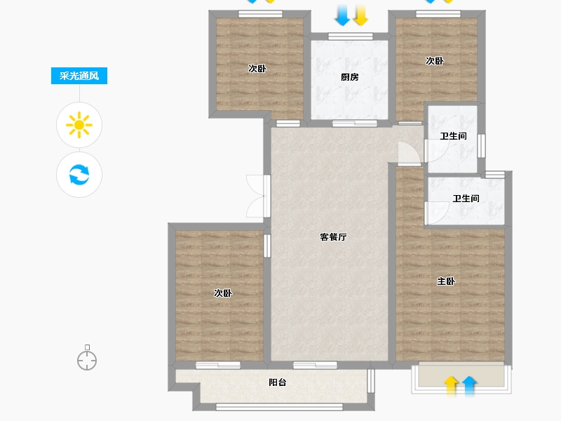 山东省-枣庄市-汇众·海志府-142.00-户型库-采光通风