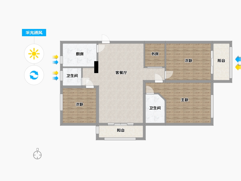 山东省-菏泽市-中达绿城江南里-120.00-户型库-采光通风