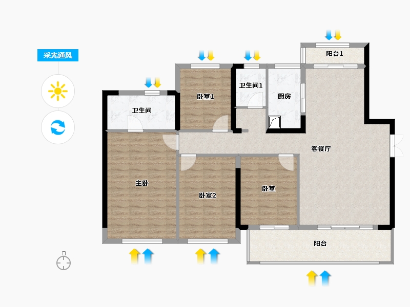 福建省-泉州市-中南天樾-128.00-户型库-采光通风