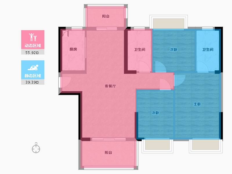 福建省-宁德市-碧桂园天汇-85.50-户型库-动静分区