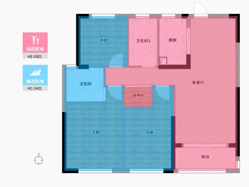 浙江省-温州市-景和佳苑-80.35-户型库-动静分区