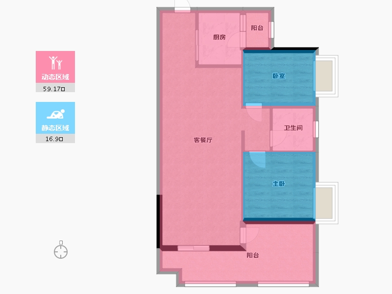 广东省-江门市-敏捷翡翠华府-68.78-户型库-动静分区