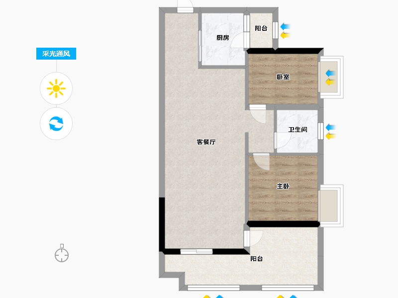 广东省-江门市-敏捷翡翠华府-68.78-户型库-采光通风