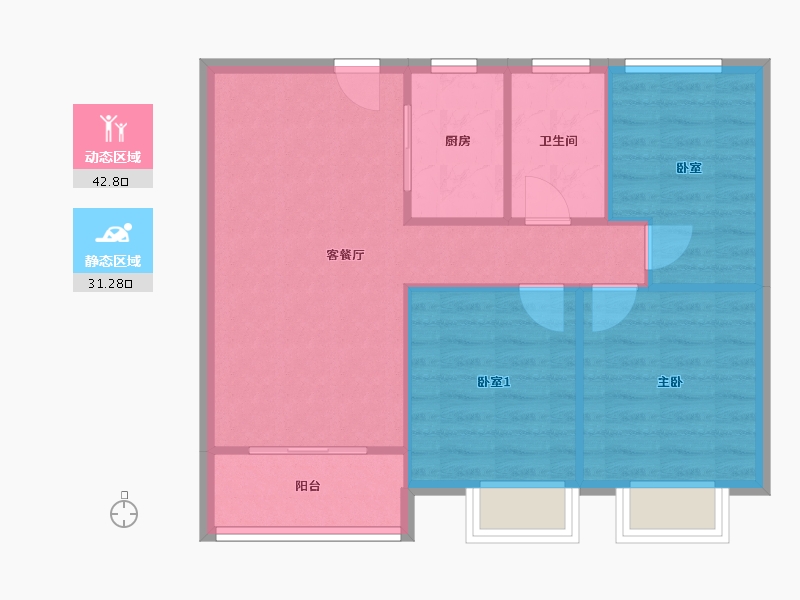 安徽省-合肥市-汇峰・苹果小镇-68.00-户型库-动静分区