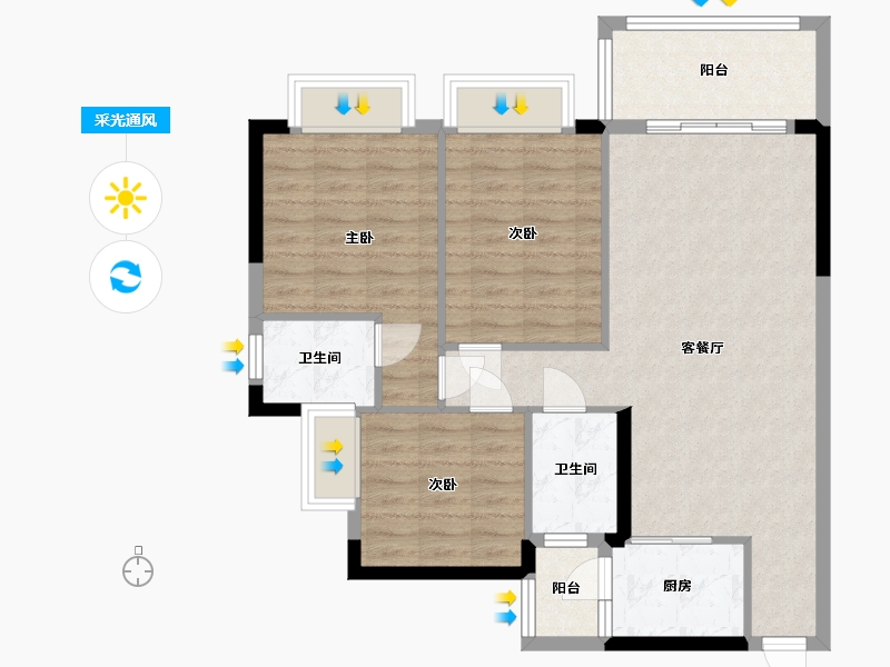 广东省-湛江市-馨平嘉园-92.00-户型库-采光通风