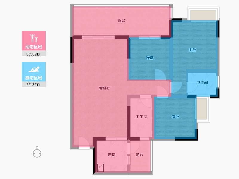 四川省-绵阳市-御景江山9-1-3号-89.00-户型库-动静分区