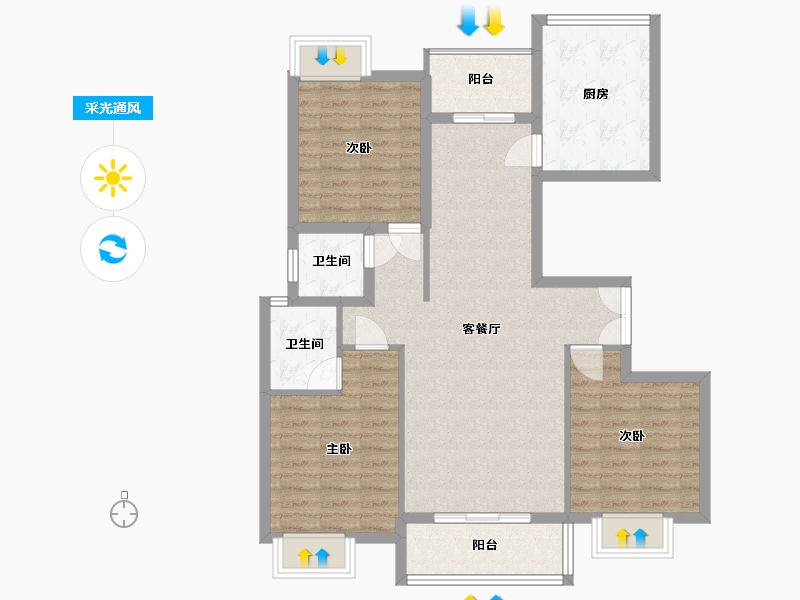 江西省-宜春市-宜春维多利亚华城-94.60-户型库-采光通风