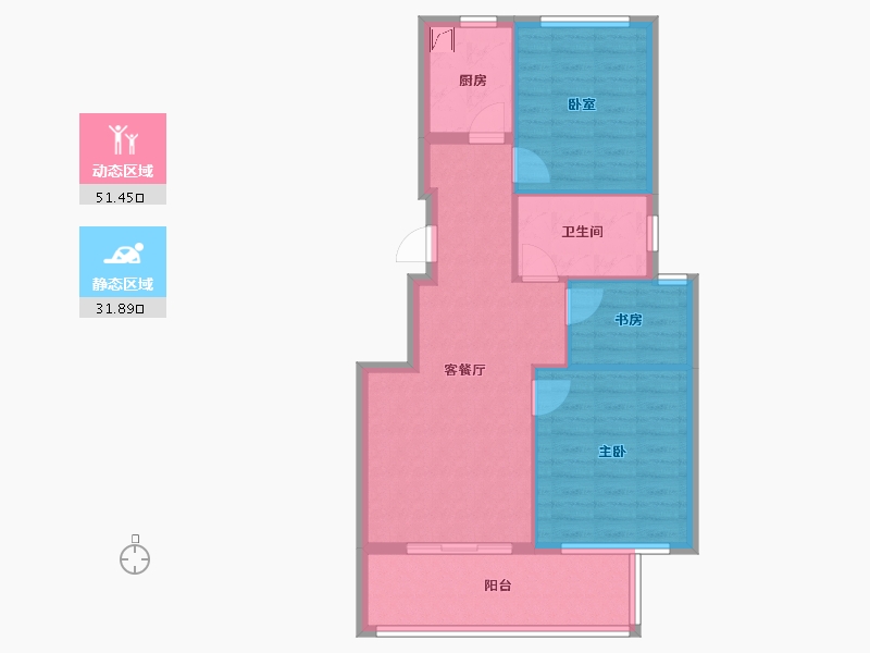 浙江省-舟山市-海棠苑-75.00-户型库-动静分区