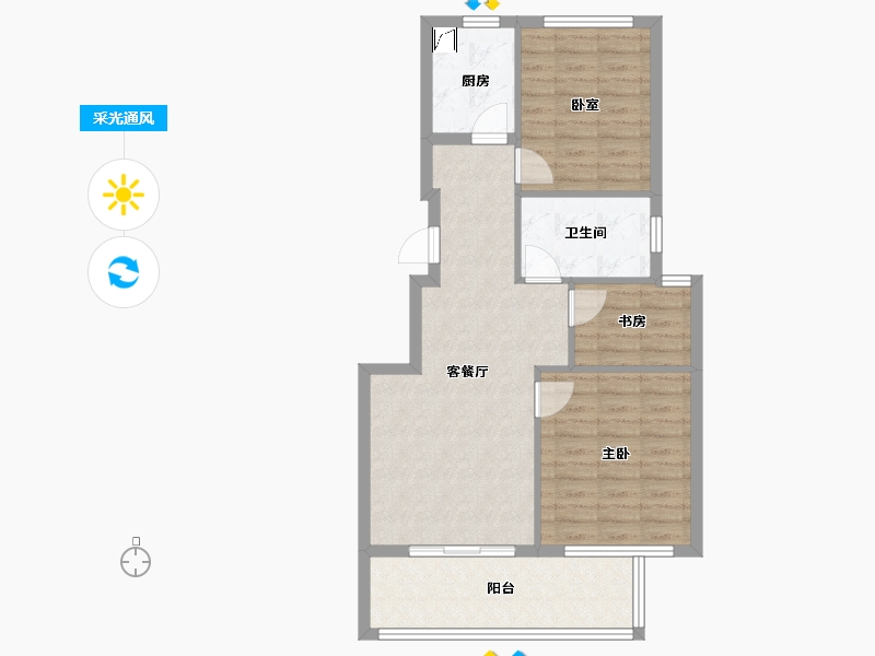 浙江省-舟山市-海棠苑-75.00-户型库-采光通风