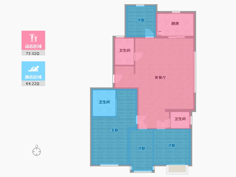 新疆维吾尔自治区-乌鲁木齐市-世界冠郡-124.68-户型库-动静分区