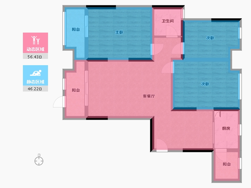 河南省-郑州市-富田兴和苑-102.91-户型库-动静分区