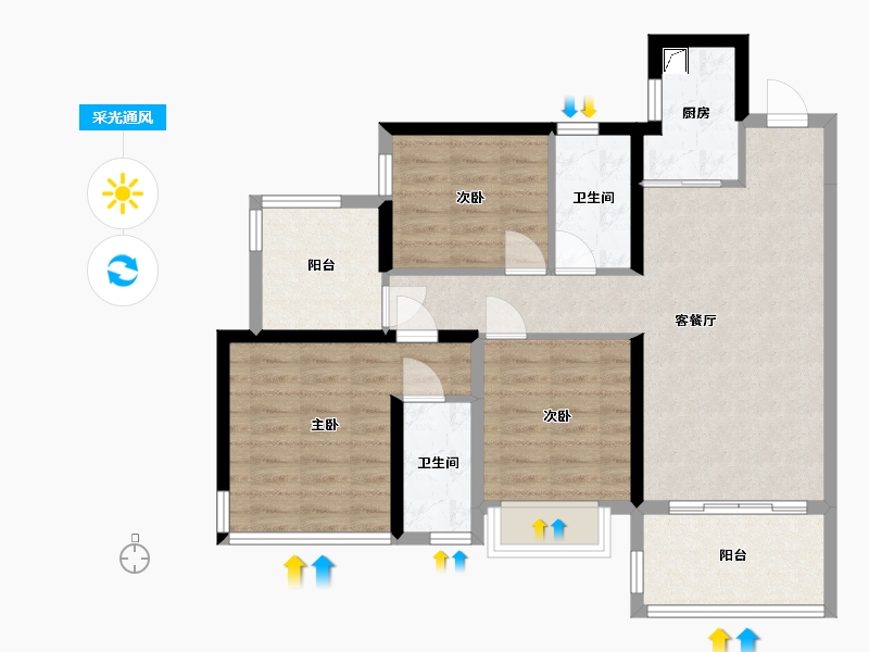 广东省-湛江市-中交滨海广场-83.30-户型库-采光通风