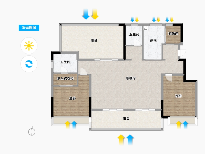 广西壮族自治区-南宁市-南宁恒大帝景-150.00-户型库-采光通风