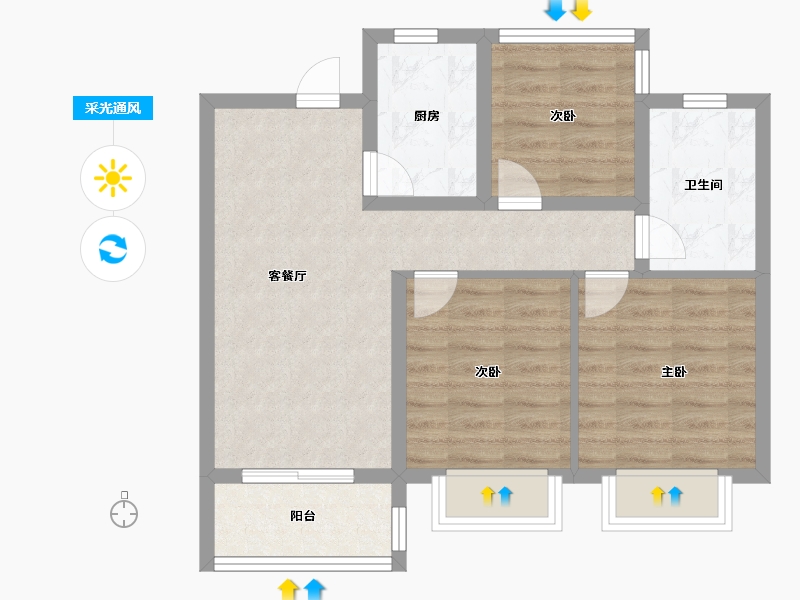 安徽省-合肥市-悦湖山院-65.00-户型库-采光通风