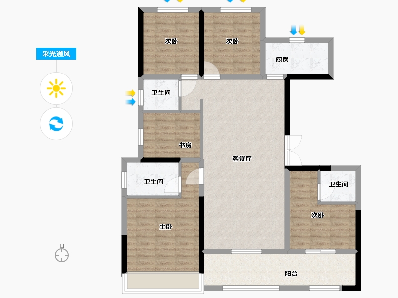 陕西省-西安市-蓝光长岛-120.00-户型库-采光通风