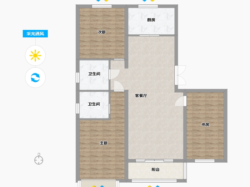 山西省-大同市-文兴首席-105.00-户型库-采光通风