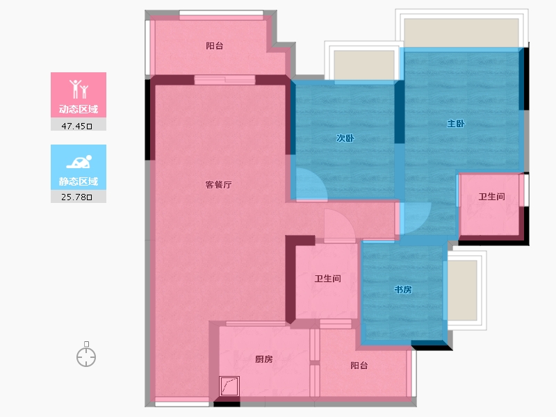 重庆-重庆市-海成・南滨上院-68.00-户型库-动静分区