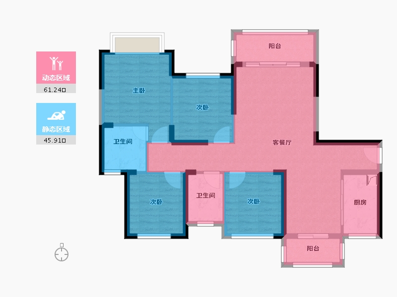 湖南省-长沙市-大汉公园里-101.00-户型库-动静分区