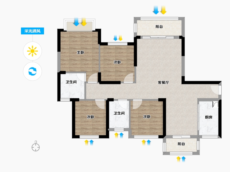 湖南省-长沙市-大汉公园里-101.00-户型库-采光通风