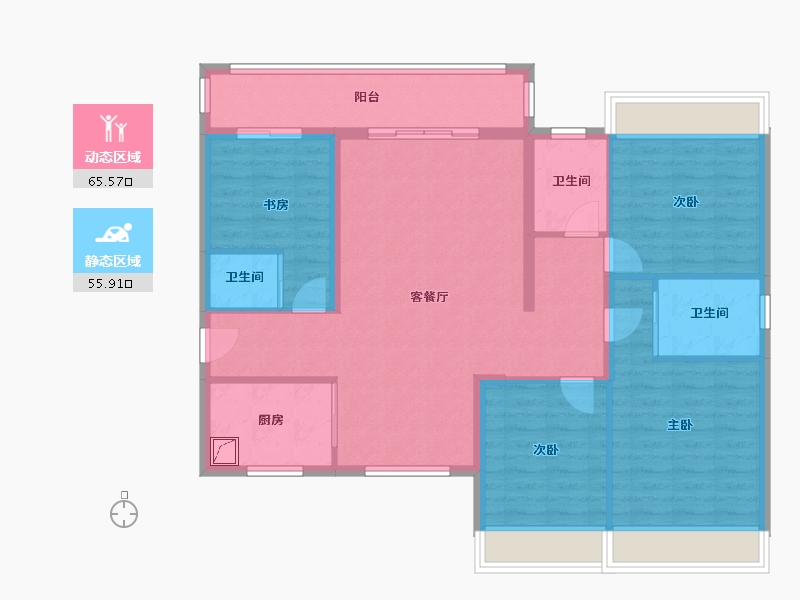 贵州省-毕节市-玫溪谷-128.00-户型库-动静分区