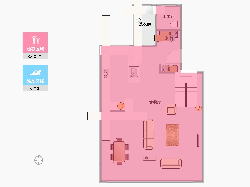 辽宁省-大连市-华发山庄-82.47-户型库-动静分区