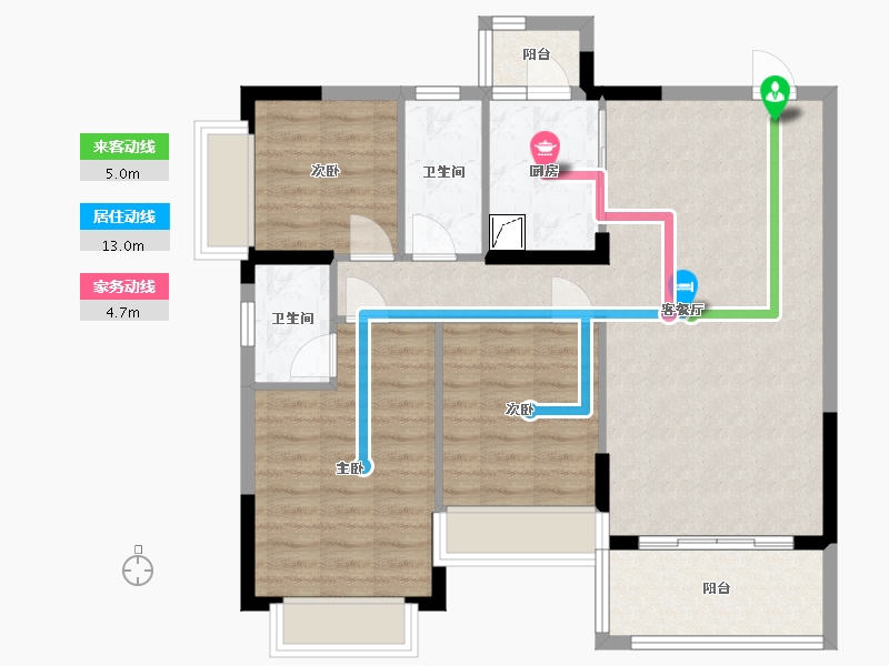 广东省-江门市-鸿景天悦-92.90-户型库-动静线