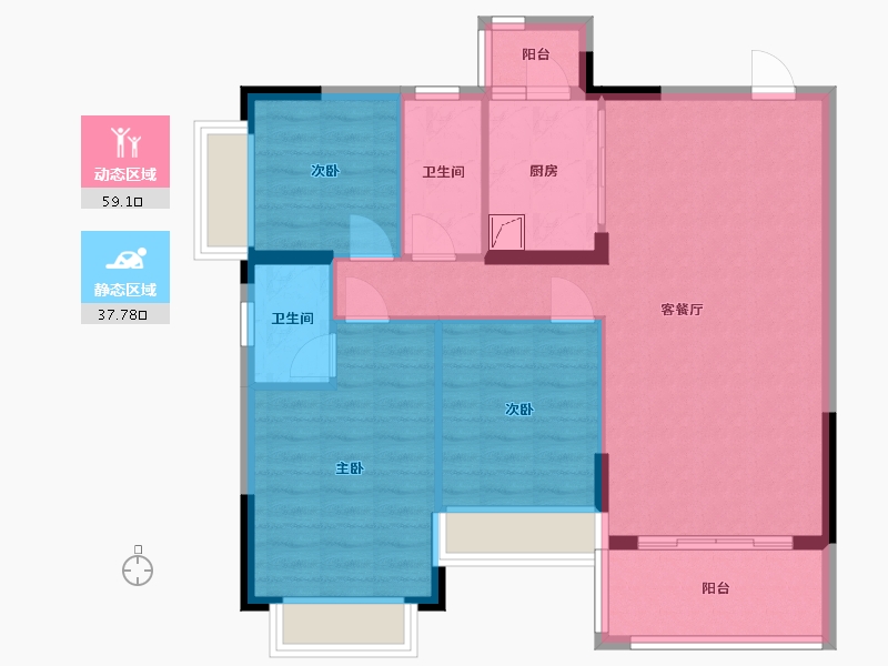 广东省-江门市-鸿景天悦-92.90-户型库-动静分区