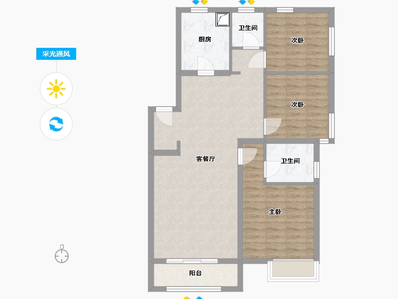 河北省-石家庄市-富力城-95.00-户型库-采光通风