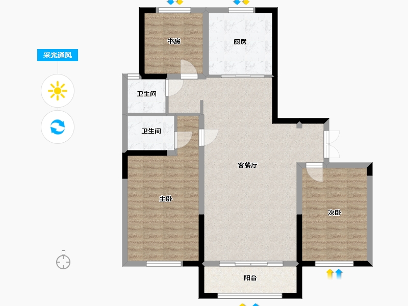 宁夏回族自治区-银川市-紫藤名著-100.00-户型库-采光通风