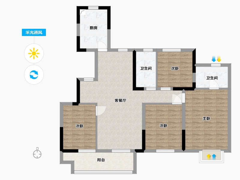 江苏省-徐州市-梧桐公馆-100.00-户型库-采光通风