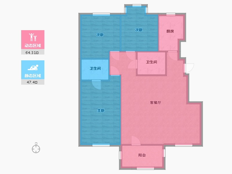 天津-天津市-龙湾城-102.00-户型库-动静分区