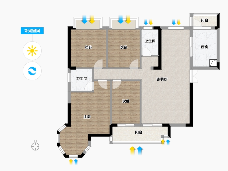 四川省-成都市-东韵花园-117.15-户型库-采光通风