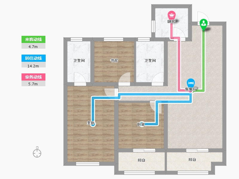 浙江省-绍兴市-明德园-89.16-户型库-动静线