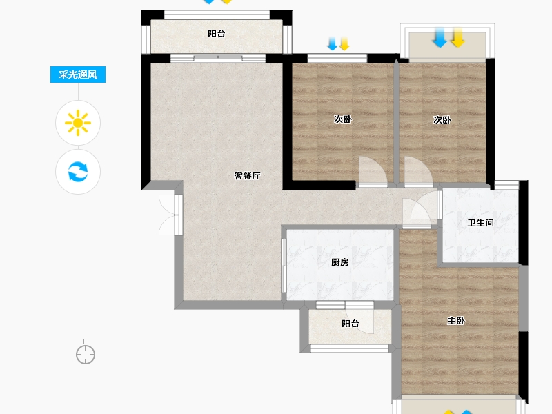 湖南省-常德市-江南文苑-78.00-户型库-采光通风