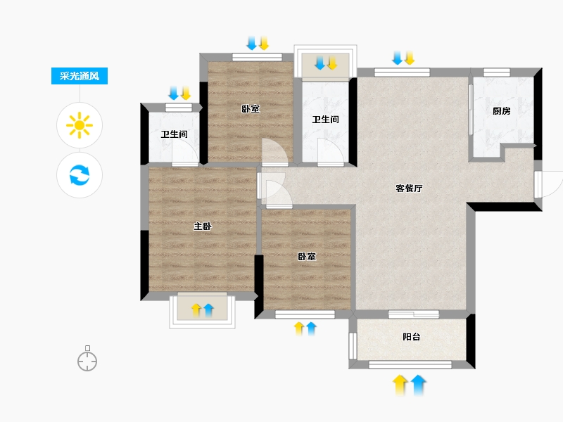 福建省-厦门市-建发和玺-75.00-户型库-采光通风