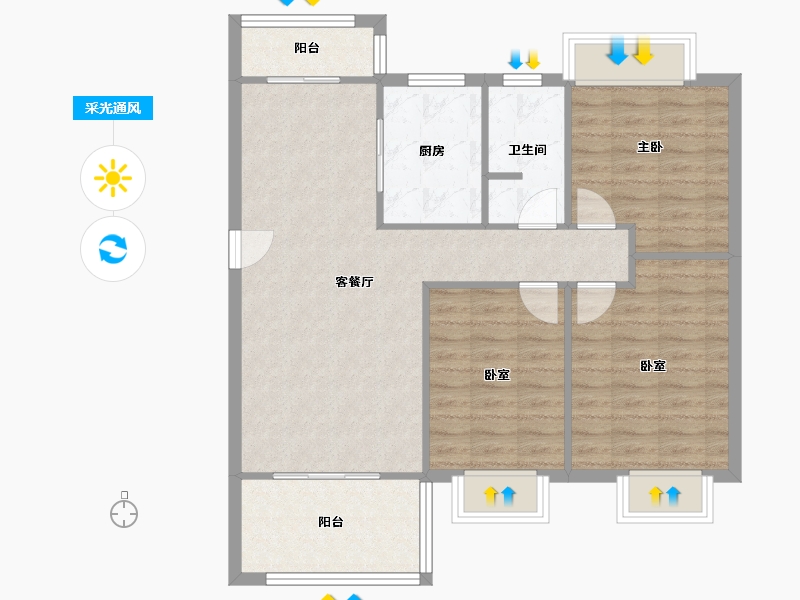 江西省-南昌市-滨江悦府-90.30-户型库-采光通风