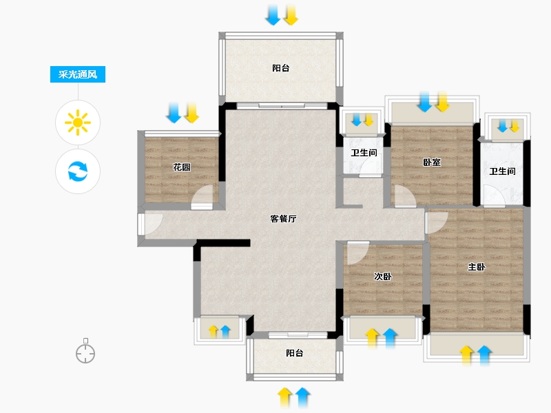 广西壮族自治区-桂林市-绿涛-110.00-户型库-采光通风