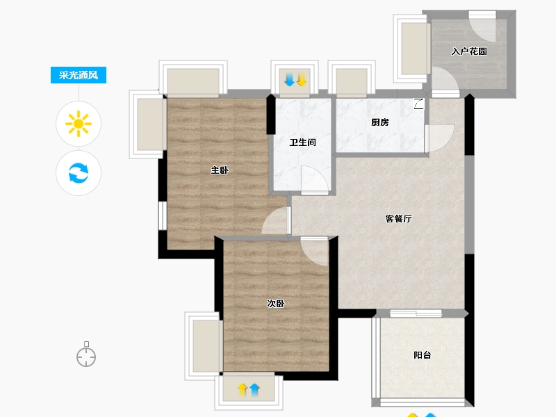 海南省-海口市-晨晖玺樾-83.54-户型库-采光通风