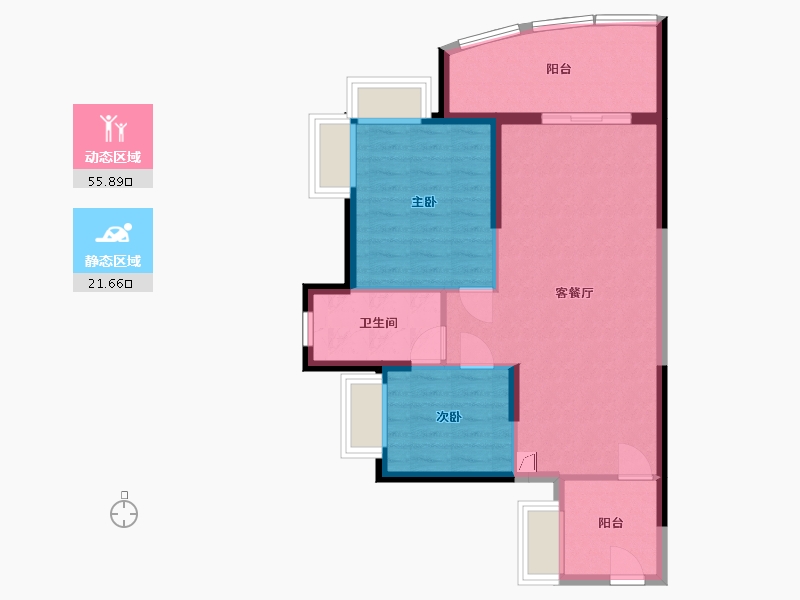 海南省-海口市-晨晖玺樾-89.66-户型库-动静分区