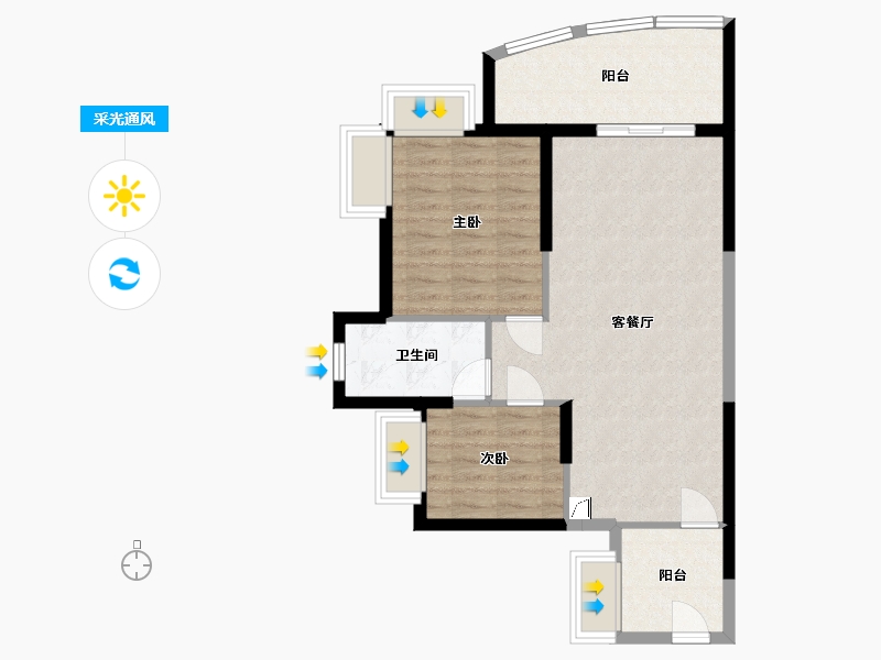 海南省-海口市-晨晖玺樾-89.66-户型库-采光通风